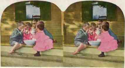 stereoscopic slide children color