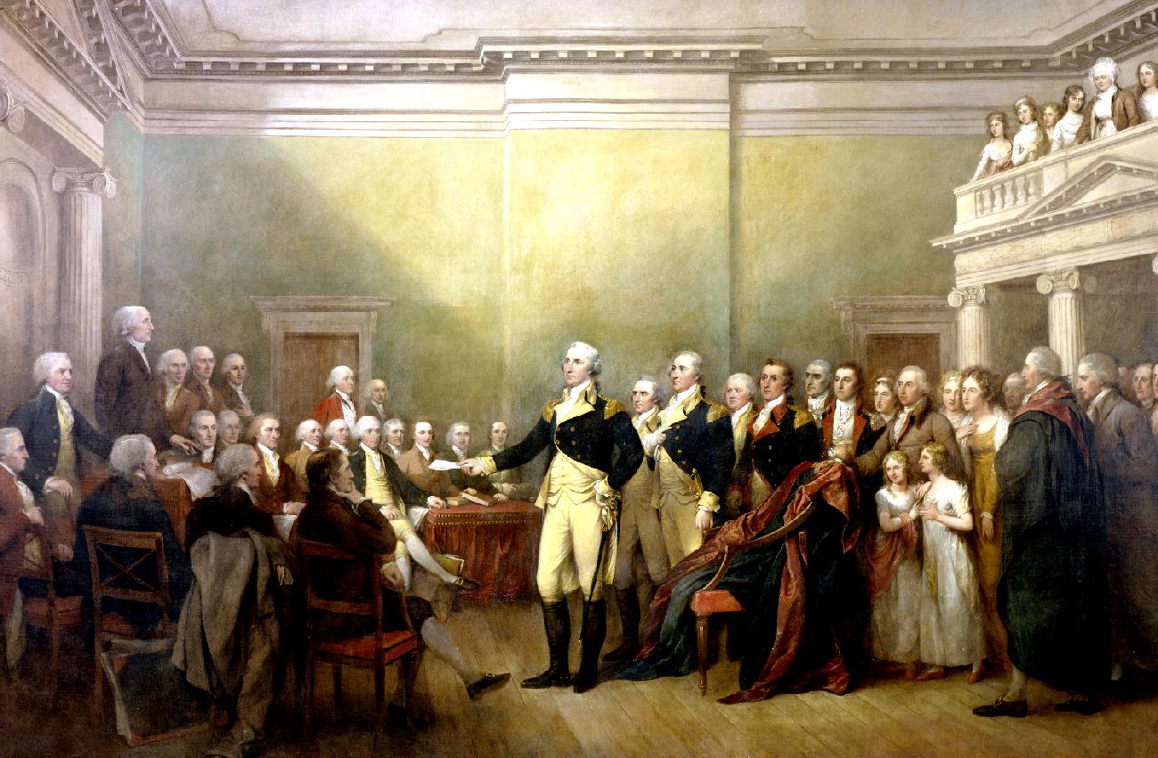 Washington resigns his commission