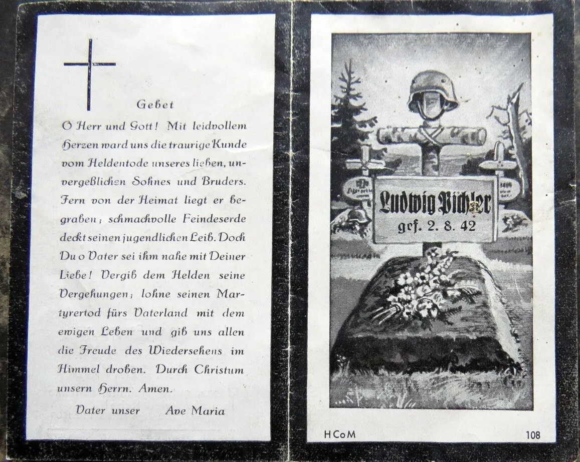 German World War II death cards